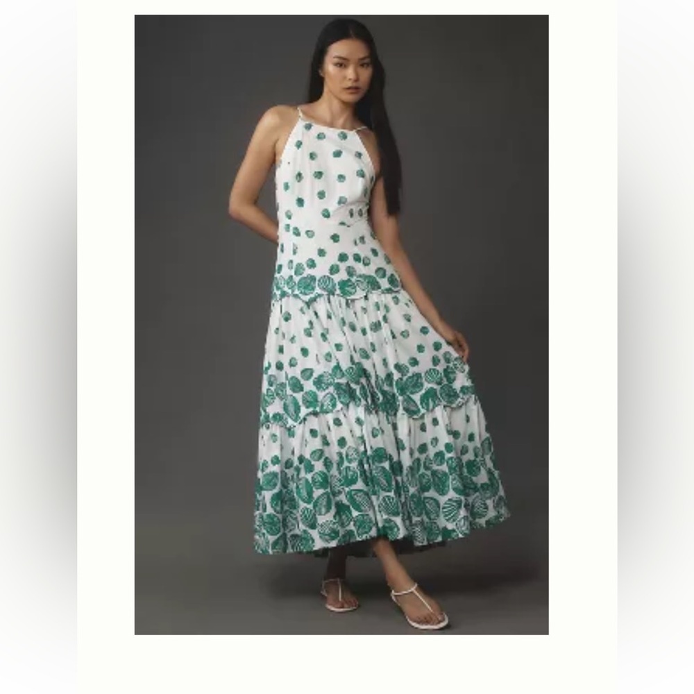 Maeve by Anthropologie Halter Tiered Maxi Dress